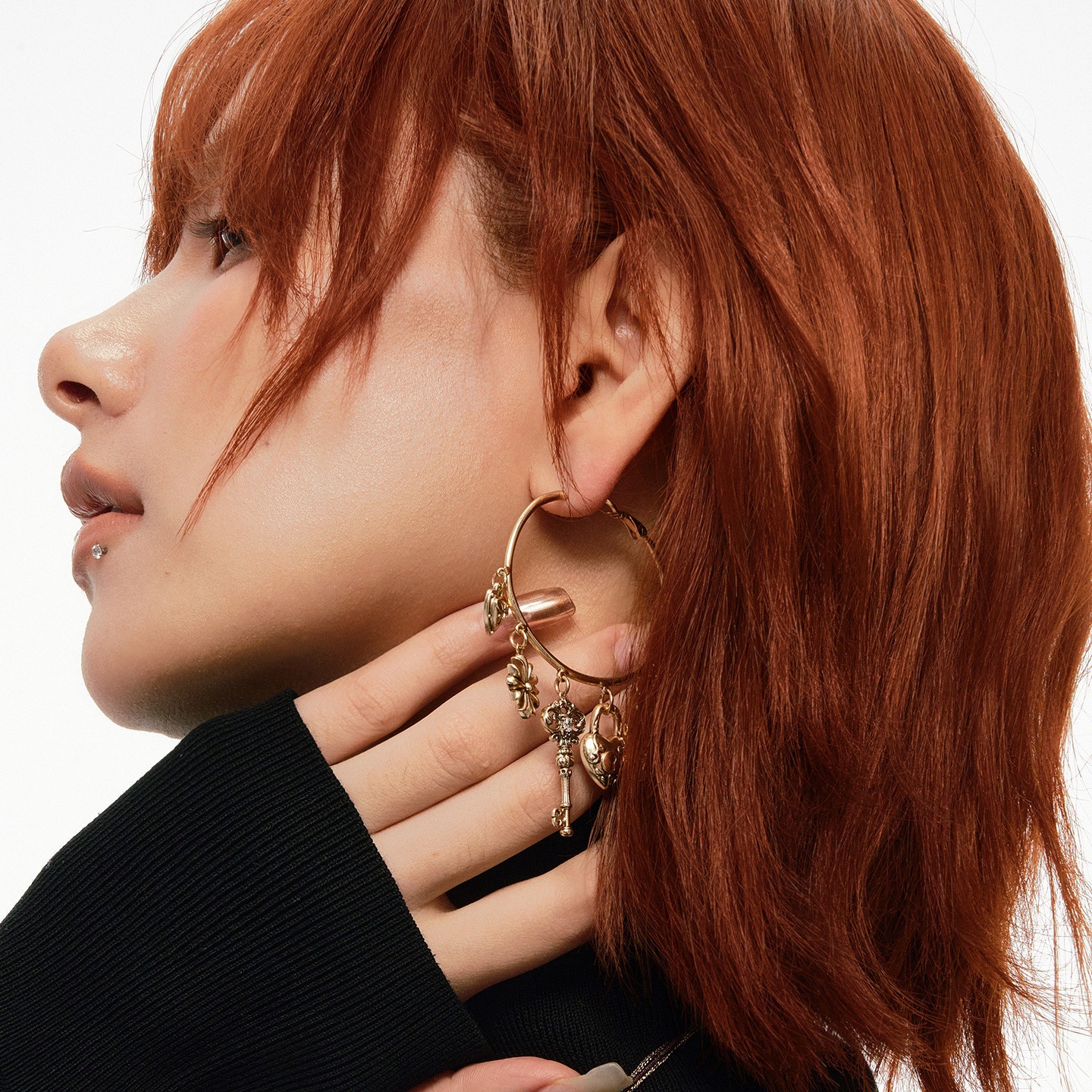 Love Lock Core Series Autumn and Winter American Style Key Love Earrings Large Hoop Earrings Women