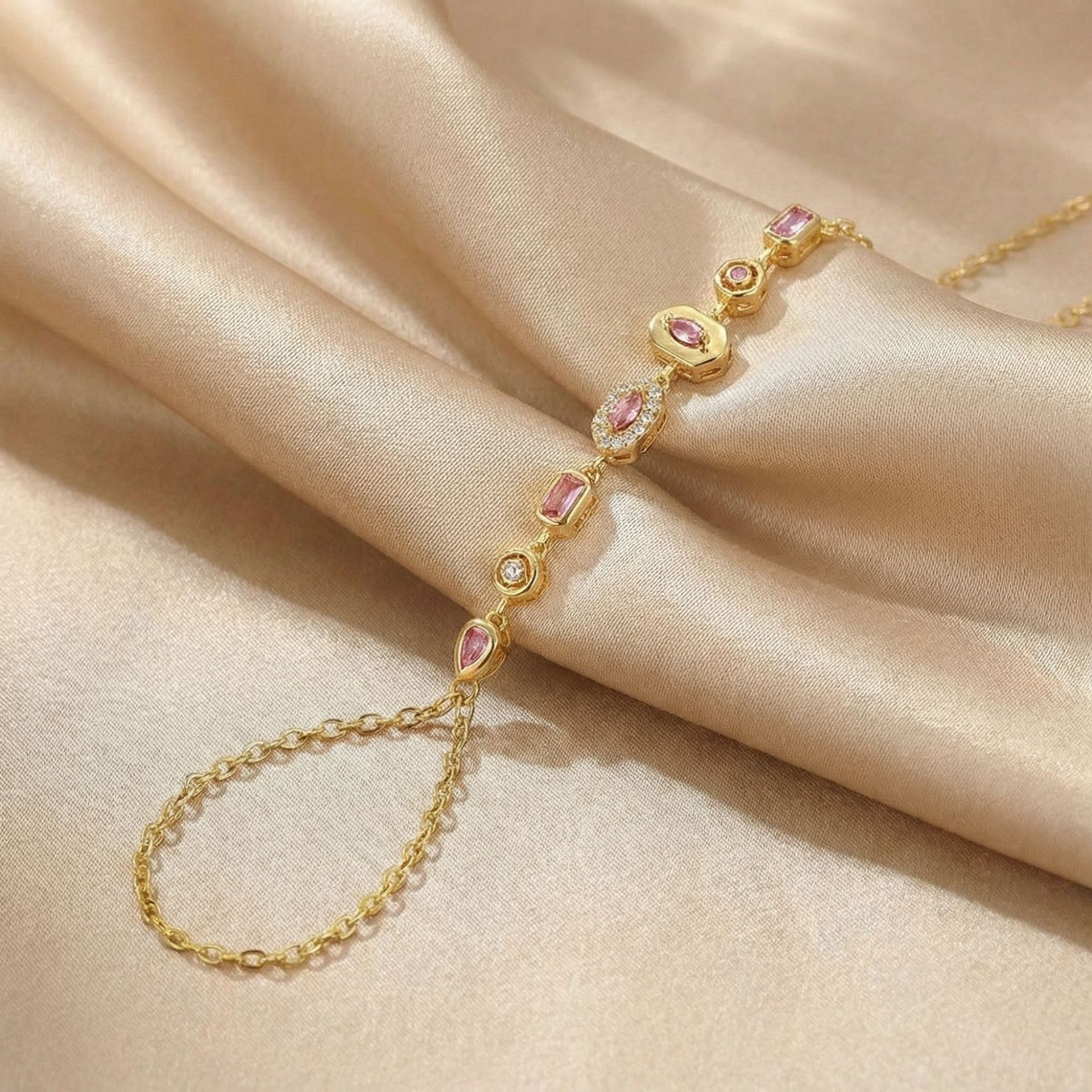 Popular Horse Eye Connected Finger Bracelet Women Simple Multi-layer Hand Back Chain Adjustable Hand Jewelry