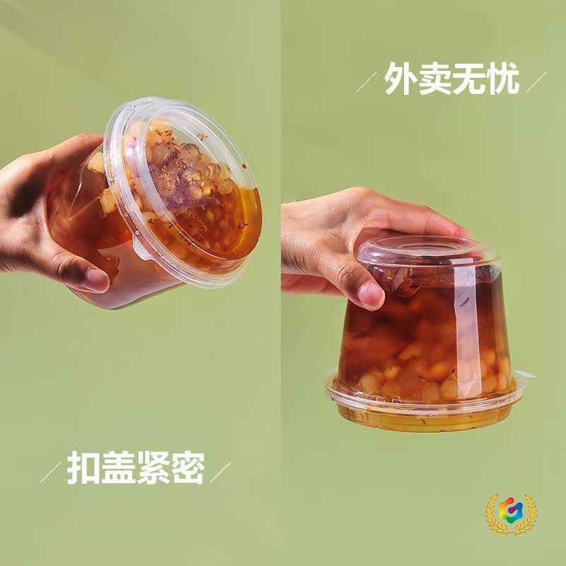 Cold dessert packaging lunch box, disposable thickened with lid, plastic, commercial, fruit, round soup bowl, takeout