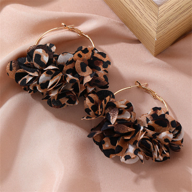 EZ2949 Accessory Sweet Geometric Cloth Flower Earrings Alloy Large Circle Earrings Drop Women