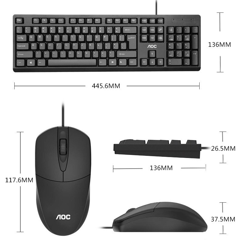 AOC KM160 Wired Keyboard Mouse Set Game Office Home USB Desktop Keyboard Mouse