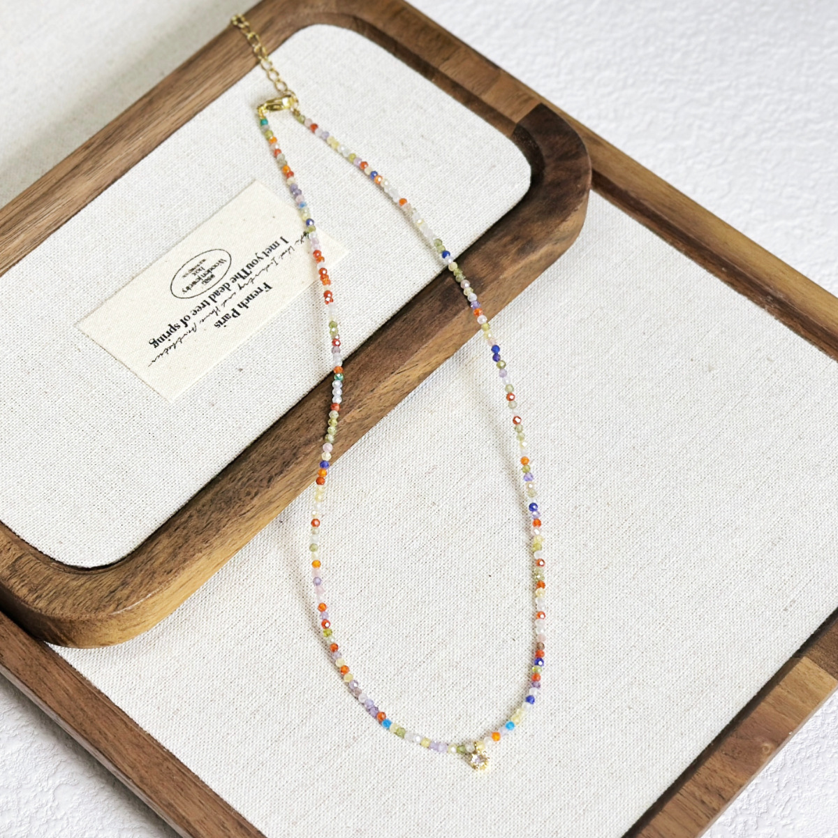 Minimalist Faceted Zircon Necklace Japanese Korean Style Beaded Necklace Simple Super Fairy Collarbone Chain