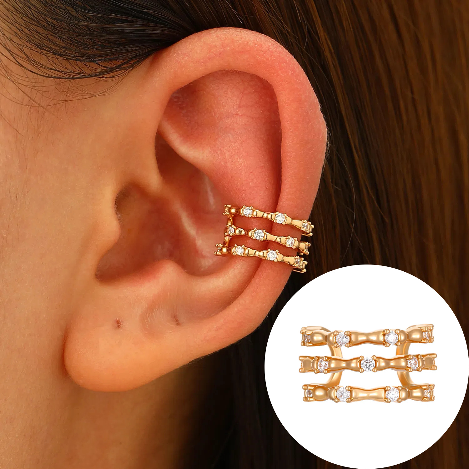 Ear Clip No Hole Ear Bone Clip No Piercing Women Simple Zircon Earrings