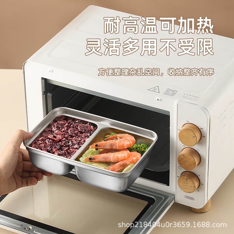 Household Japanese-style stainless steel lunch box with lid refrigerator storage fresh-keeping box office worker microwave safe square lunch box