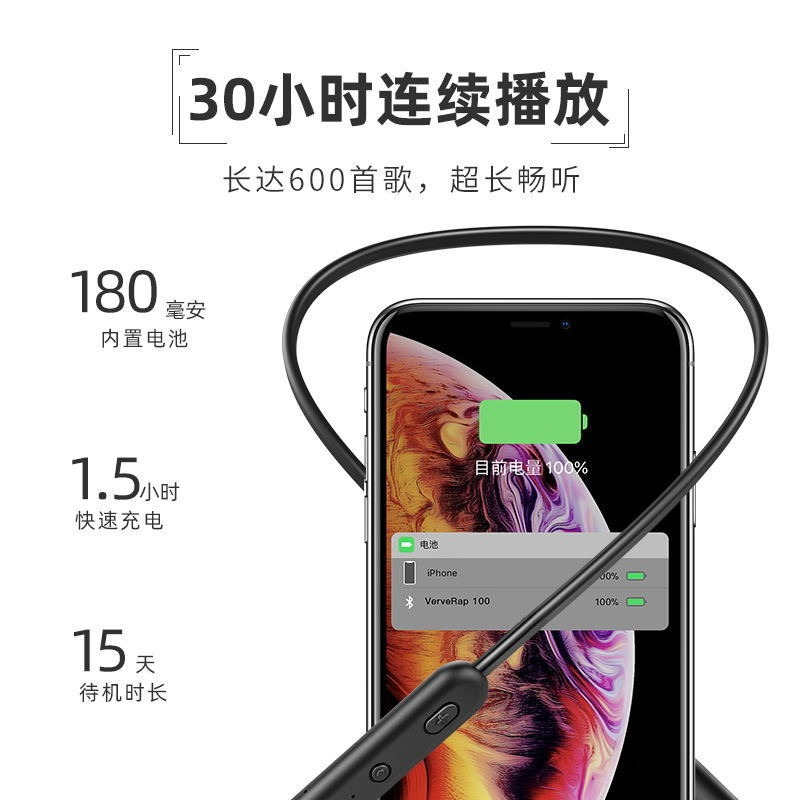 Soai X8 Wireless Bluetooth Earphones Running In-ear Waterproof Sports Neckband Neck Hanging In-ear Listening