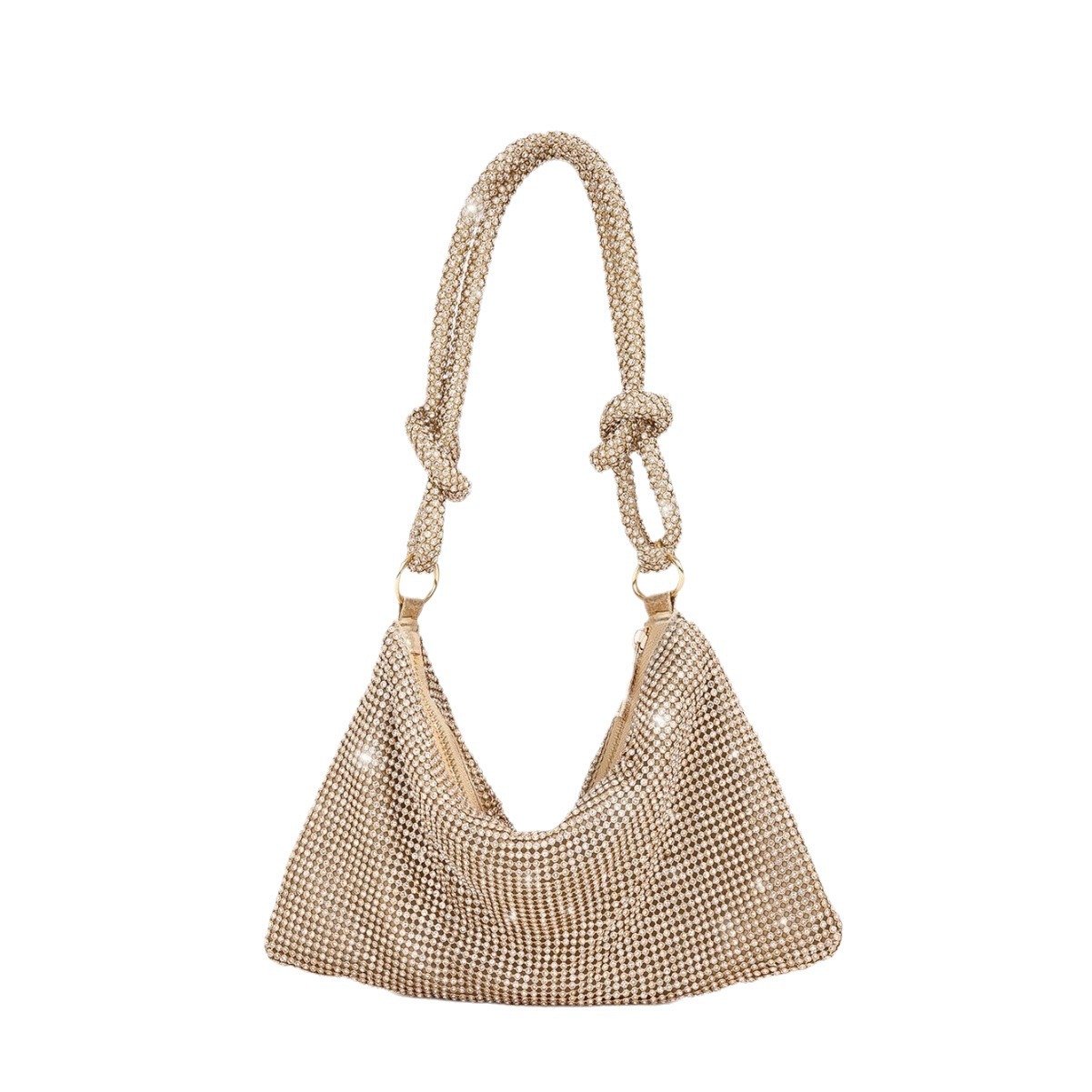 Crystal-embellished evening bag, handmade banquet dress bag, sparkling knot crystal bag, party bag, clutch bag