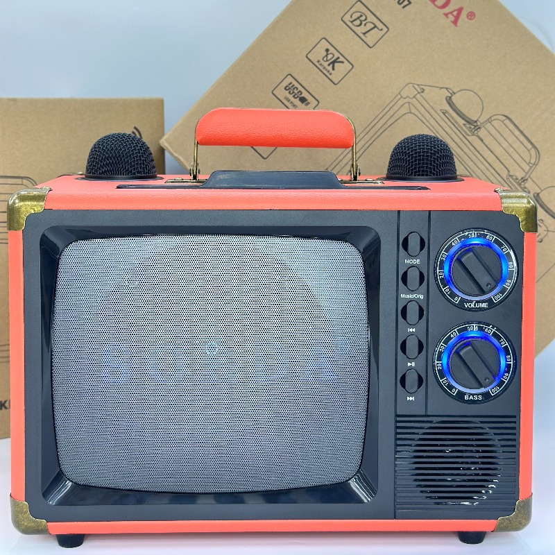 New SD2107 Portable High Power Outdoor Karaoke Machine Wireless Dual Mic Bluetooth Speaker Home Children Singing KTV