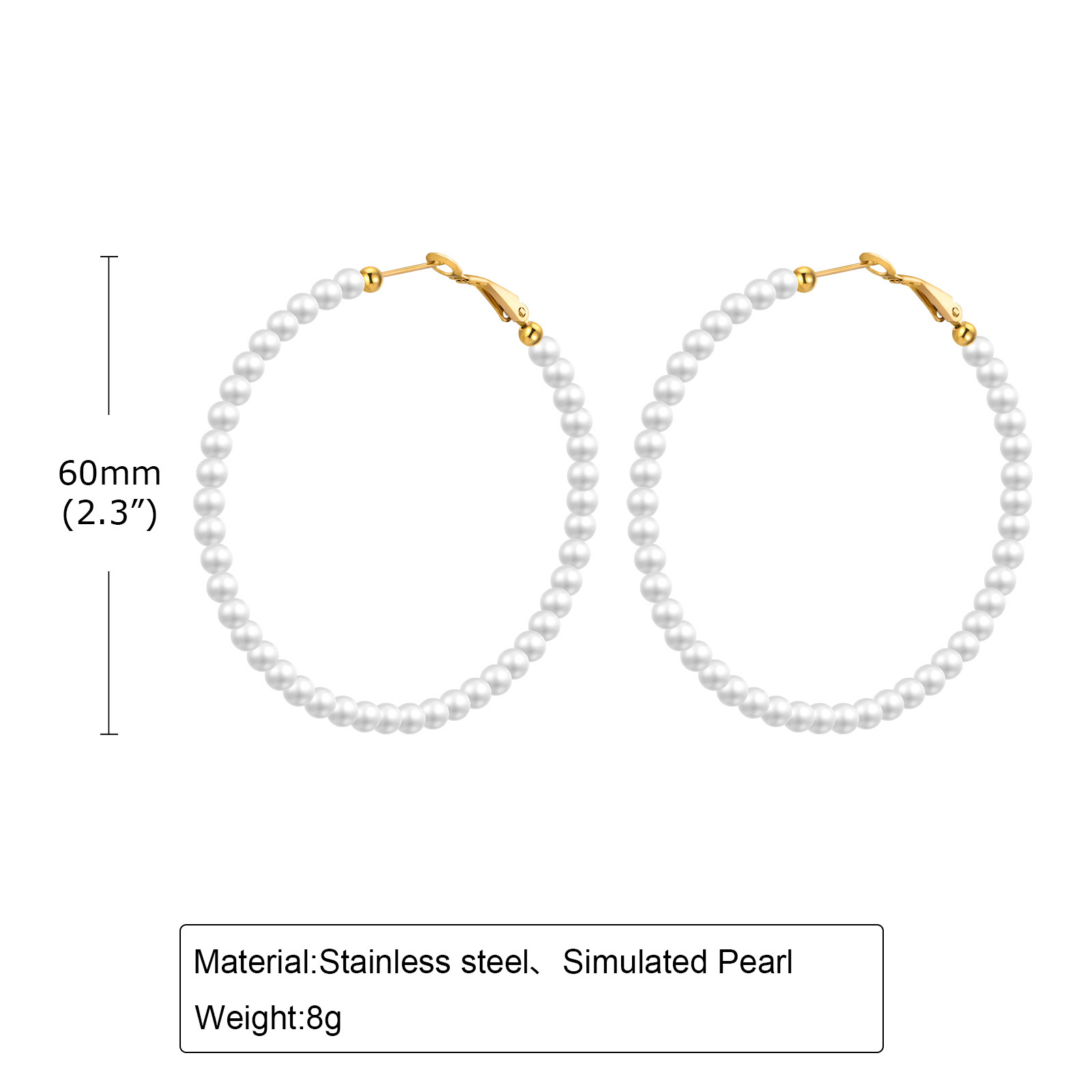 Stainless Steel Accessories Imitation Pearl C-Shape Earring Titanium Steel Earring Accessories Style Women's Gold Ear Stud