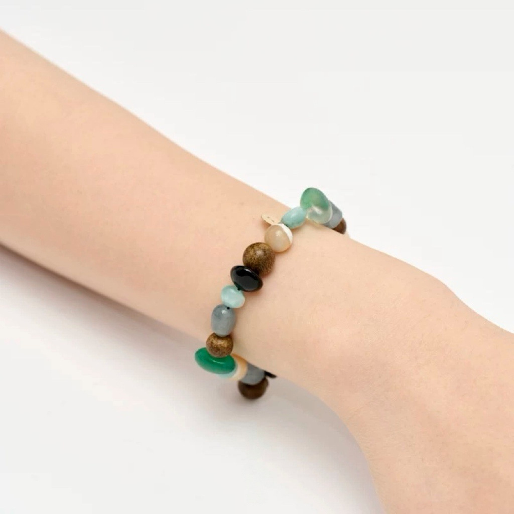 Spring Summer New Wizard of Oz Bracelet Necklace Natural Agate Aventurine Sandalwood Beaded Bracelet for Women Choker Chain New