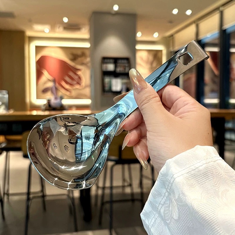 304 stainless steel serving soup spoon slotted spoon long handle serving soup spoon household commercial hot pot spoon slotted spoon large thickened set