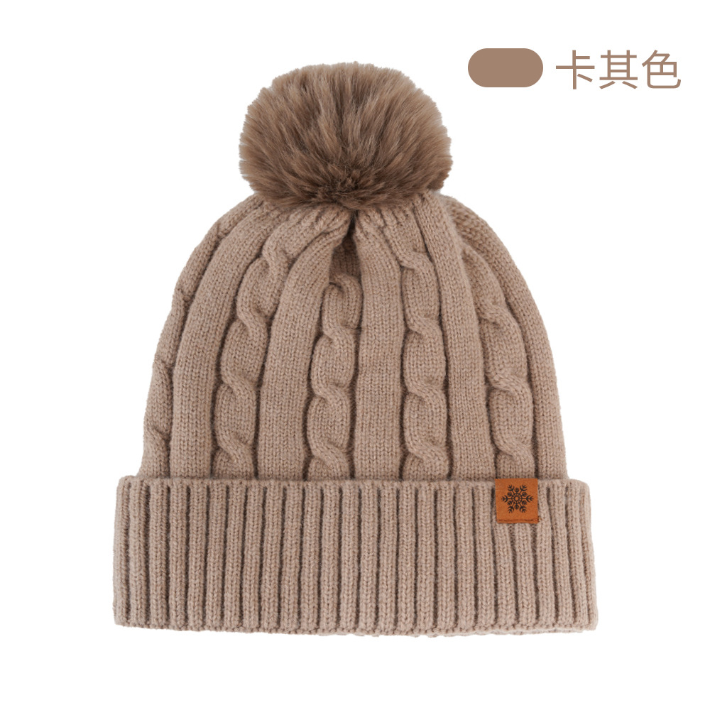 Knitted Hat Autumn Winter Women's Cold-Proof Warm Earflap Solid Color Outdoor Warm Earflap Hat