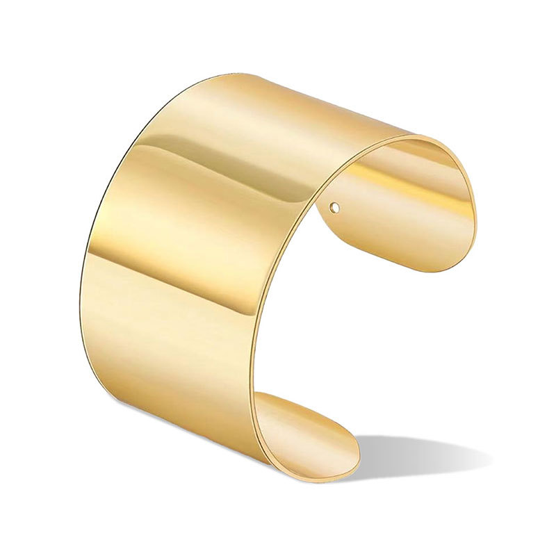 Bracelet wide band C-shaped open adjustable smooth surface bracelet metal daily