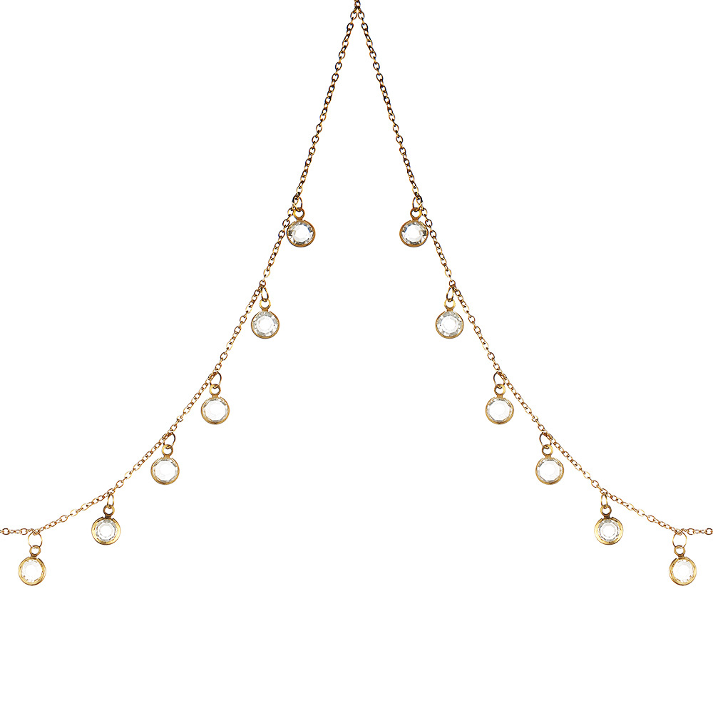 Sexy stainless steel accessory tassel crystal pendant waist chain, bikini beach body chain