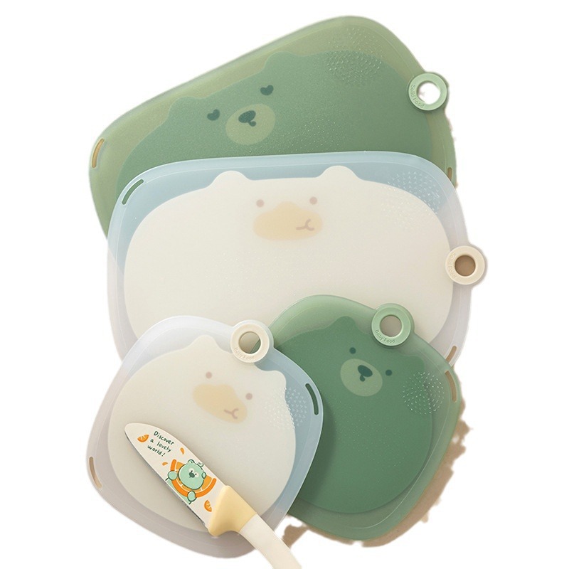 Little Bear Baby Food Cutting Board Household Non-Slip Chopping Board Baby Food Fruit Chopping Board Set Plastic Kitchen Cutting Board