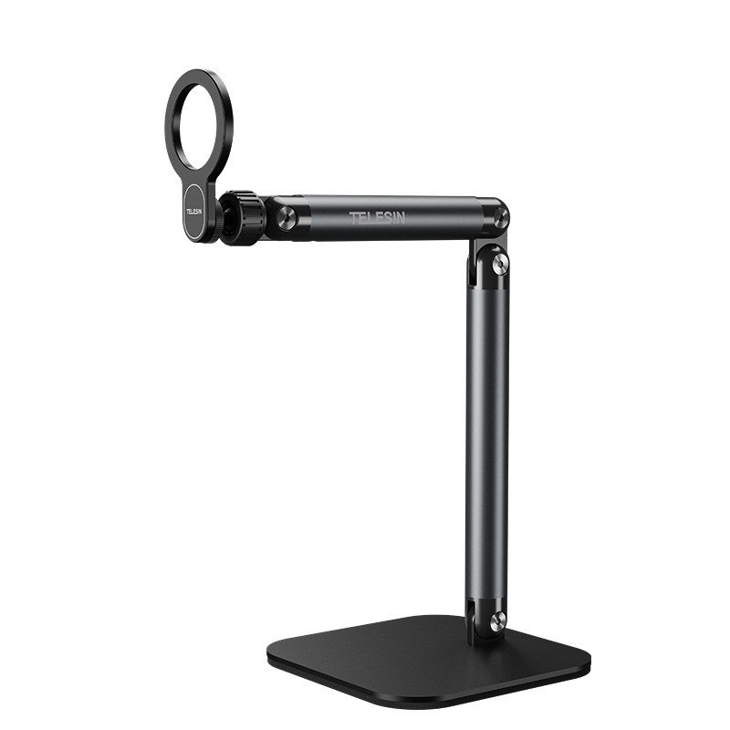 TELESIN Magnetic Phone Desktop Live Streaming Stand Floor Stand Aluminum Alloy Foldable Overhead Stand for Online Teaching