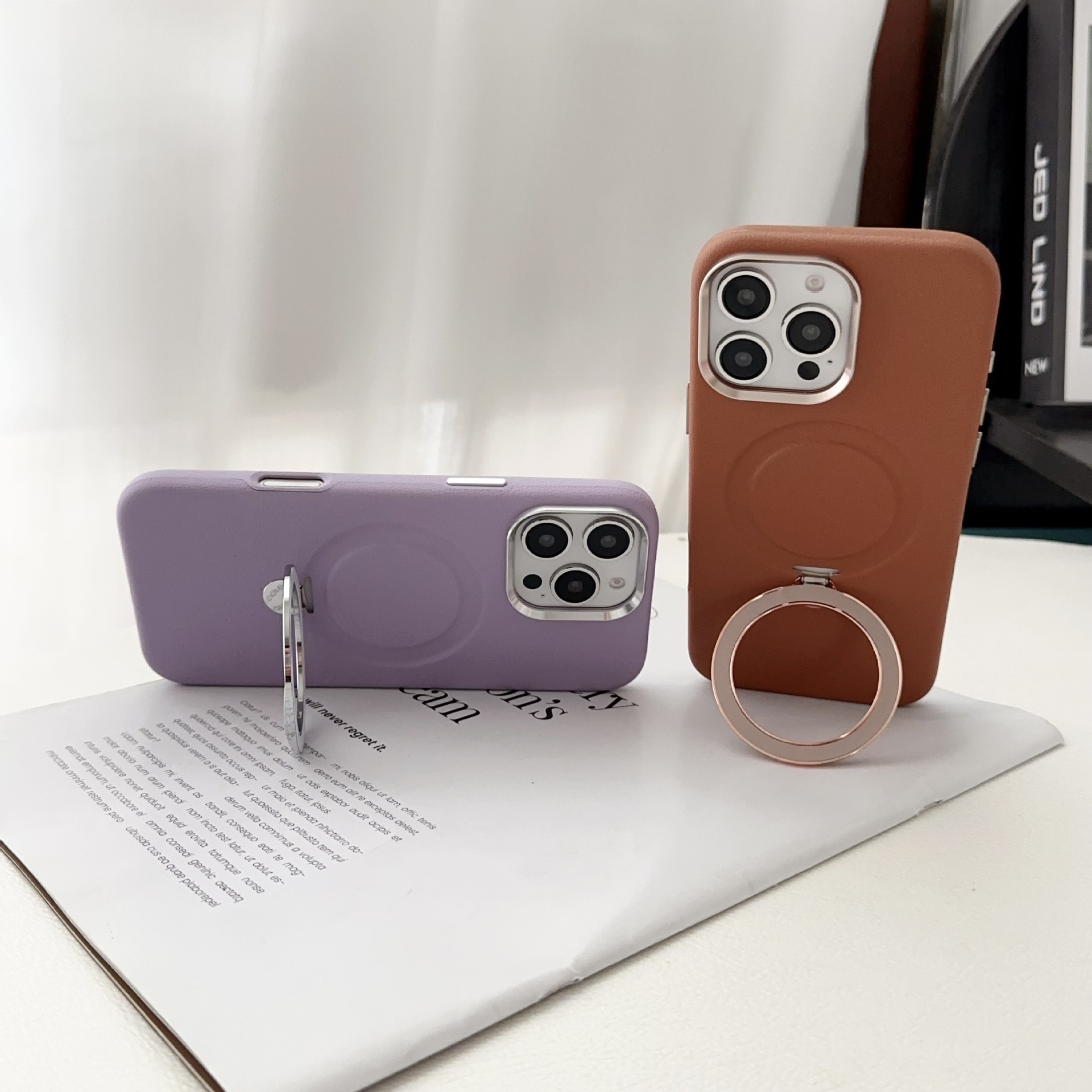For iPhone 17 Pro Max Pivot Case Apple 16 Pro Max Glitter Magnetic Stand Leather Texture Hard Case