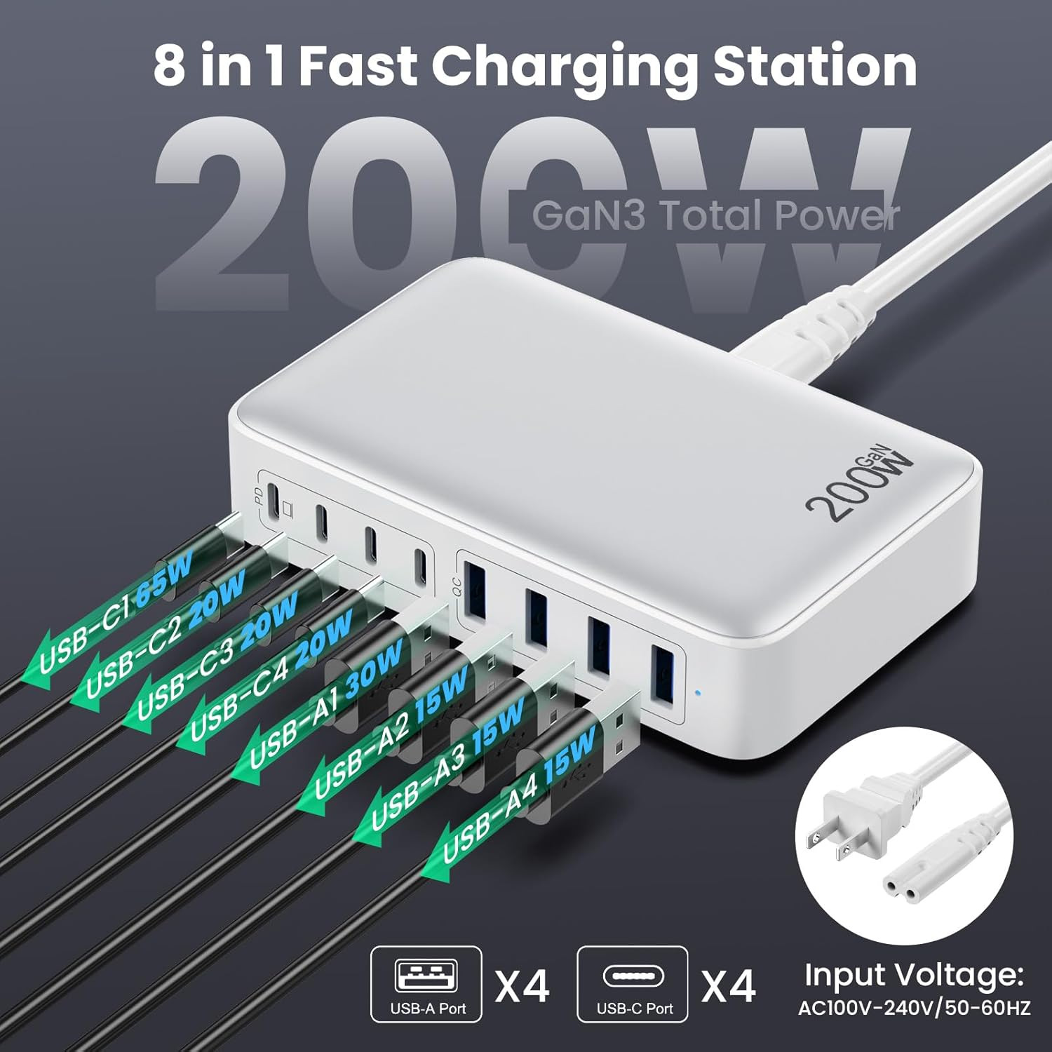 Strictly Selected 200W GaN Charger 20V5A High Power Mobile Phone Tablet Laptop Universal Desktop Charging Station