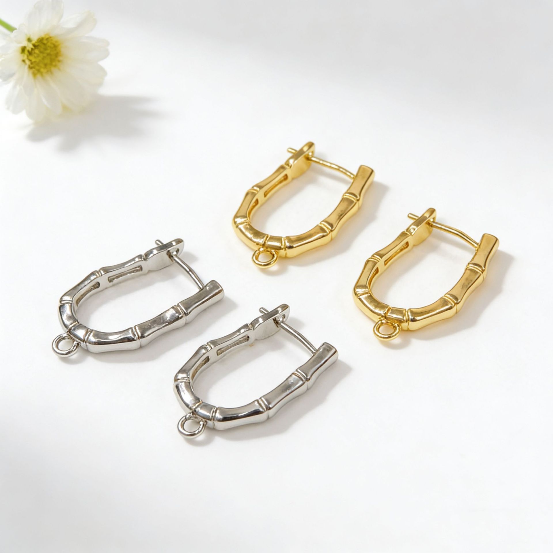 U-shaped bamboo knot ear clip earring hooks jewelry oval earring hoop earring DIY earring pendant accessories materials
