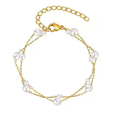 Rongshang Accessory Titanium Steel Double-Layer Starry Sky Pearl Bracelet Hand Ornament Bracelet