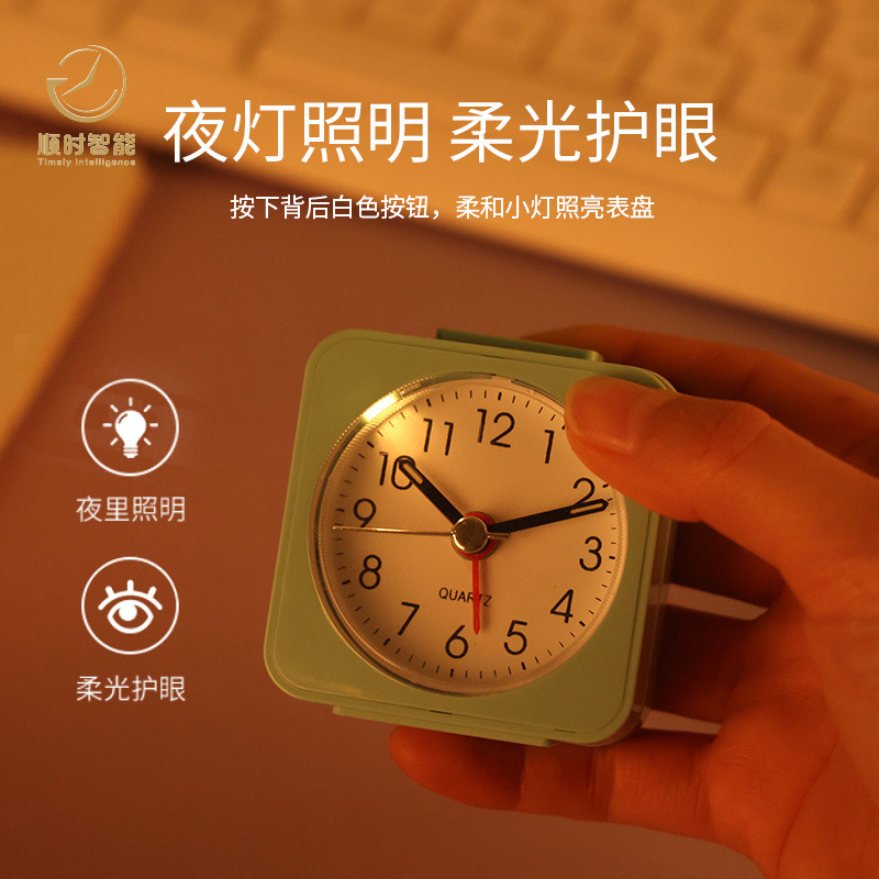 New travel small square alarm clock, acrylic transparent shell ABS shell quartz bell clock