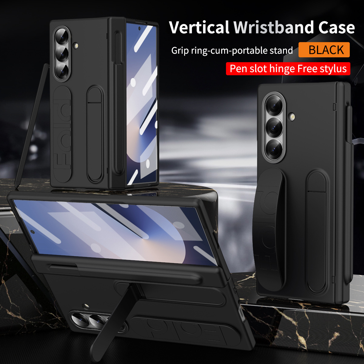 For Samsung Z Fold8 Ultra Phone Case Full Coverage Hinge Bracket Strap Z Fold7 Pen Slot Anti-Fall