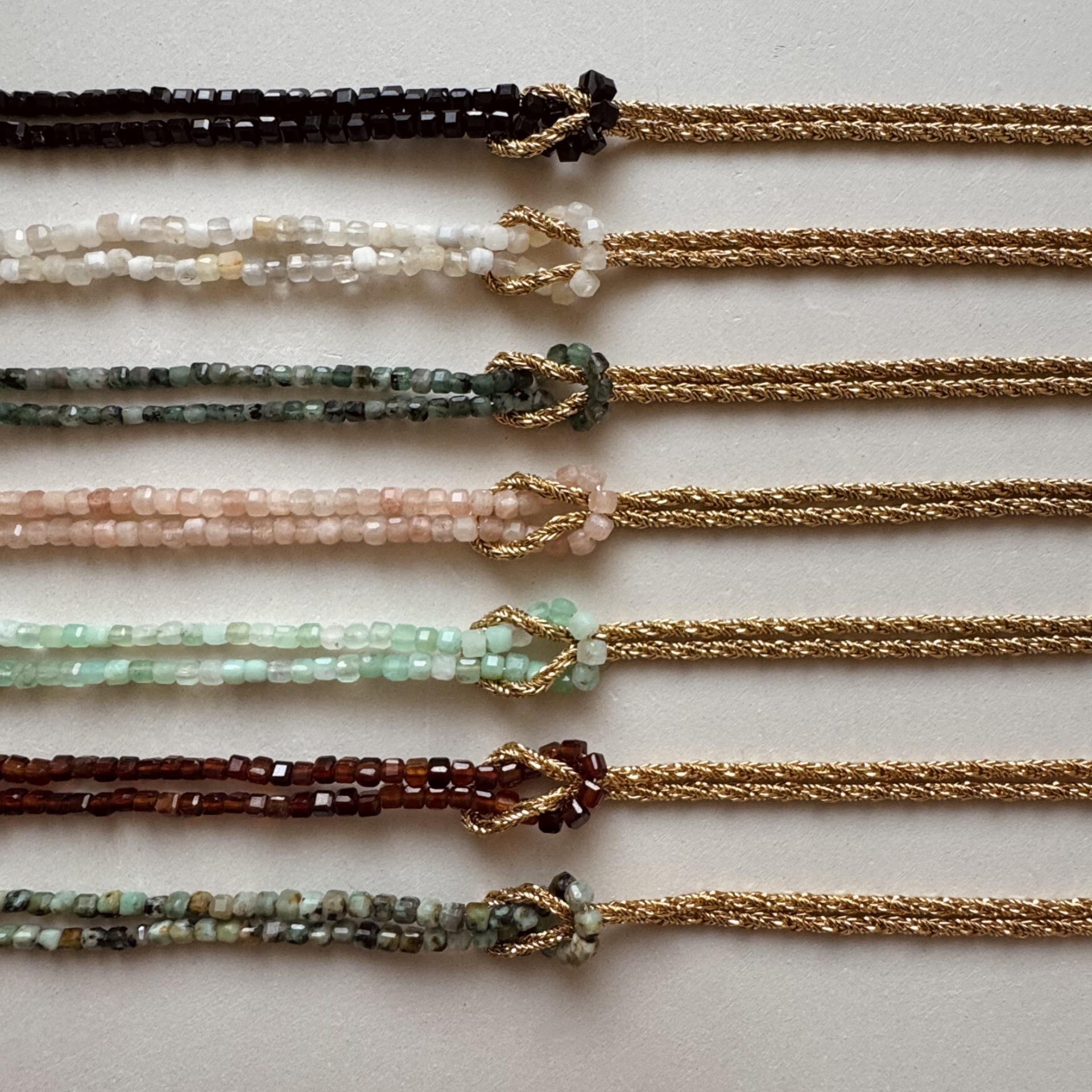 Multi-color natural stone woven bracelet knot design bohemian layered hand accessory