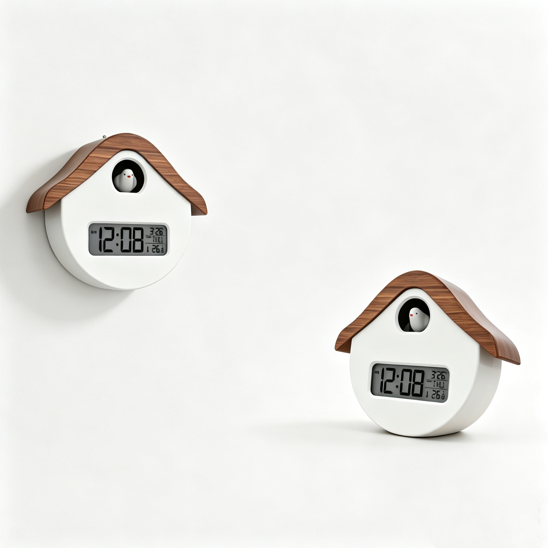 Cuckoo Sound Hourly Chime Electronic Clock Temperature Humidity Date Display Wall Mountable or Standing