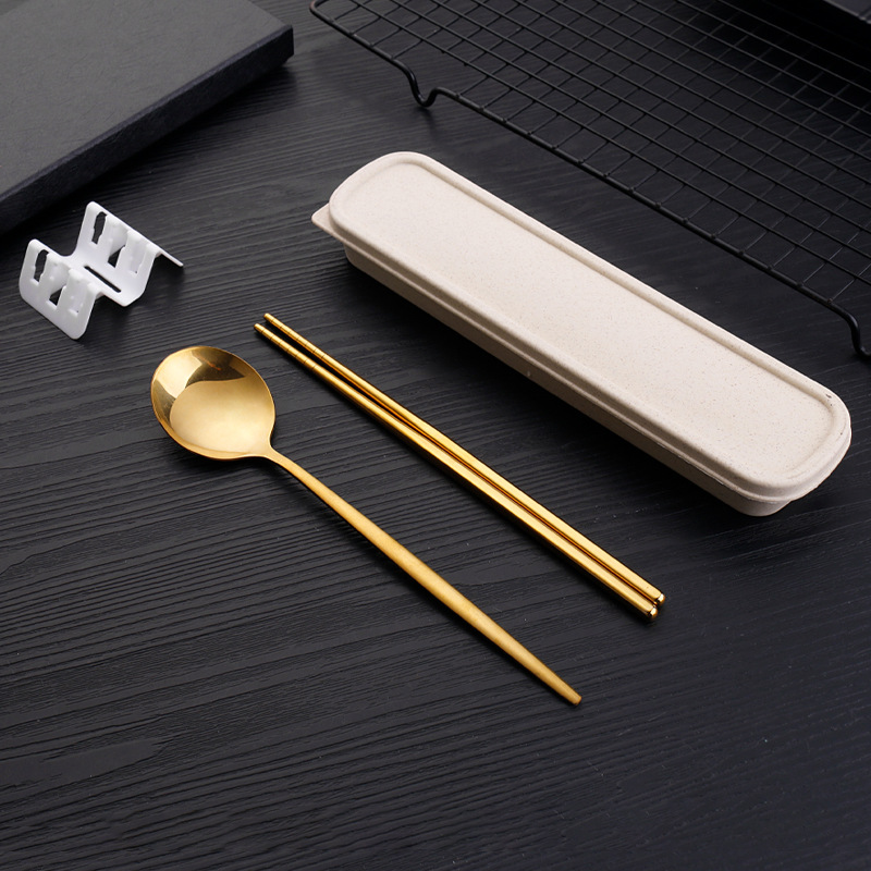 纯金2件套{勺+筷+盒}