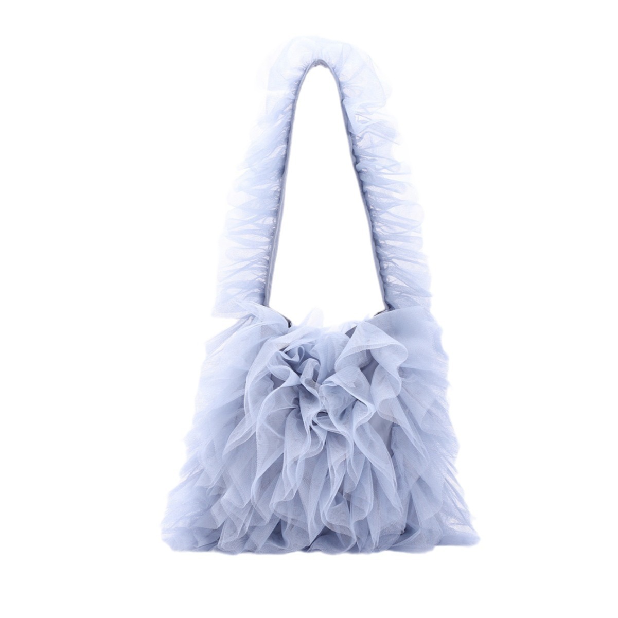 Sweet Girl Style Lace Pleated Bag Lace Soft Mesh Splicing Handbag Celebrity Style Underarm Shoulder Bag
