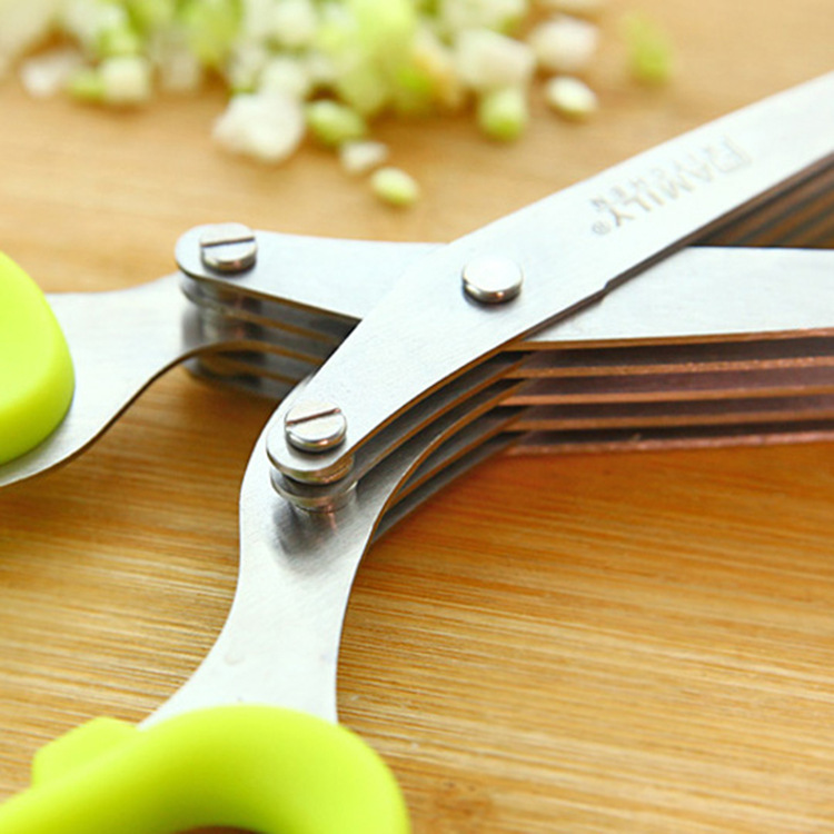 Design Stainless Steel Kitchen Scissors Multilayer Chive Scissors Spice Seaweed Crush Scissors Office Paper Shredding Scissors