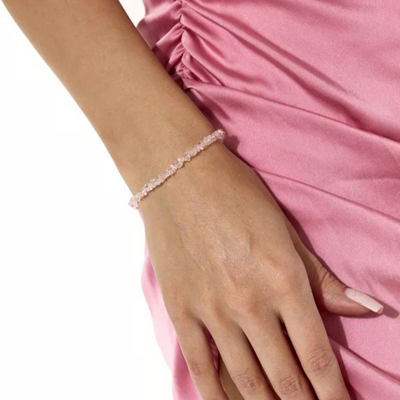 Rongshang Faceted Triangular Crystal Glass Beaded Bracelet for Women Sparkling Hand Ornament for Women Accessory