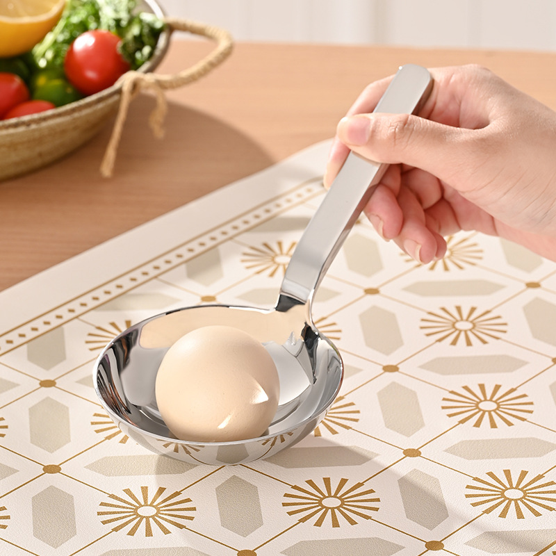 304 stainless steel short handle large round head flour soup spoon, household dessert soup spoon, handle