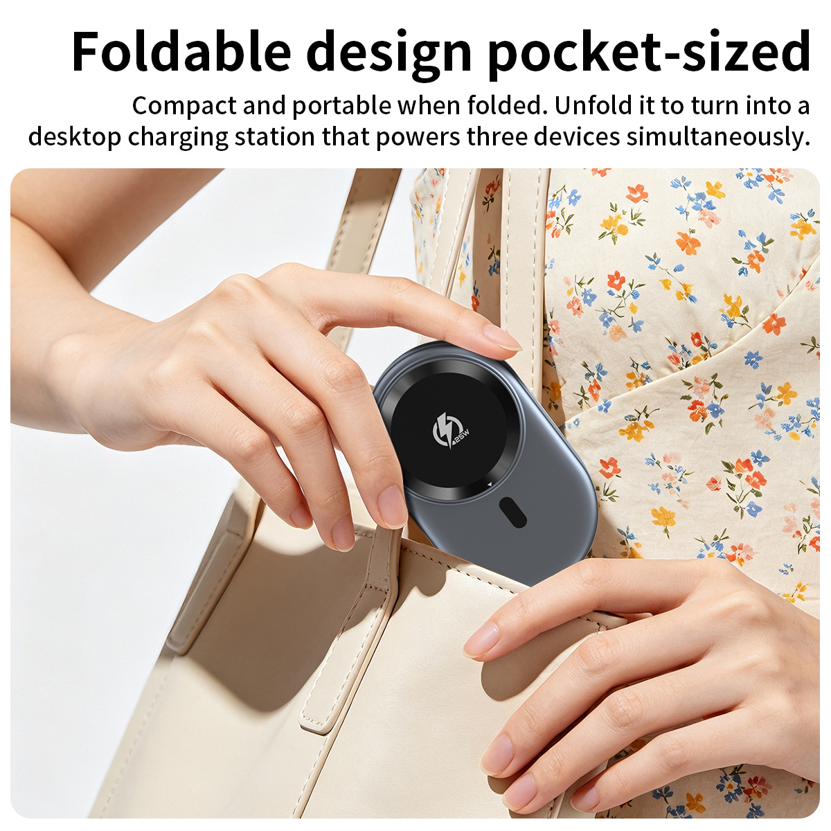 Qi2 magnetic 25W three-in-one wireless charger foldable stand for Apple 17Max/iPhone
