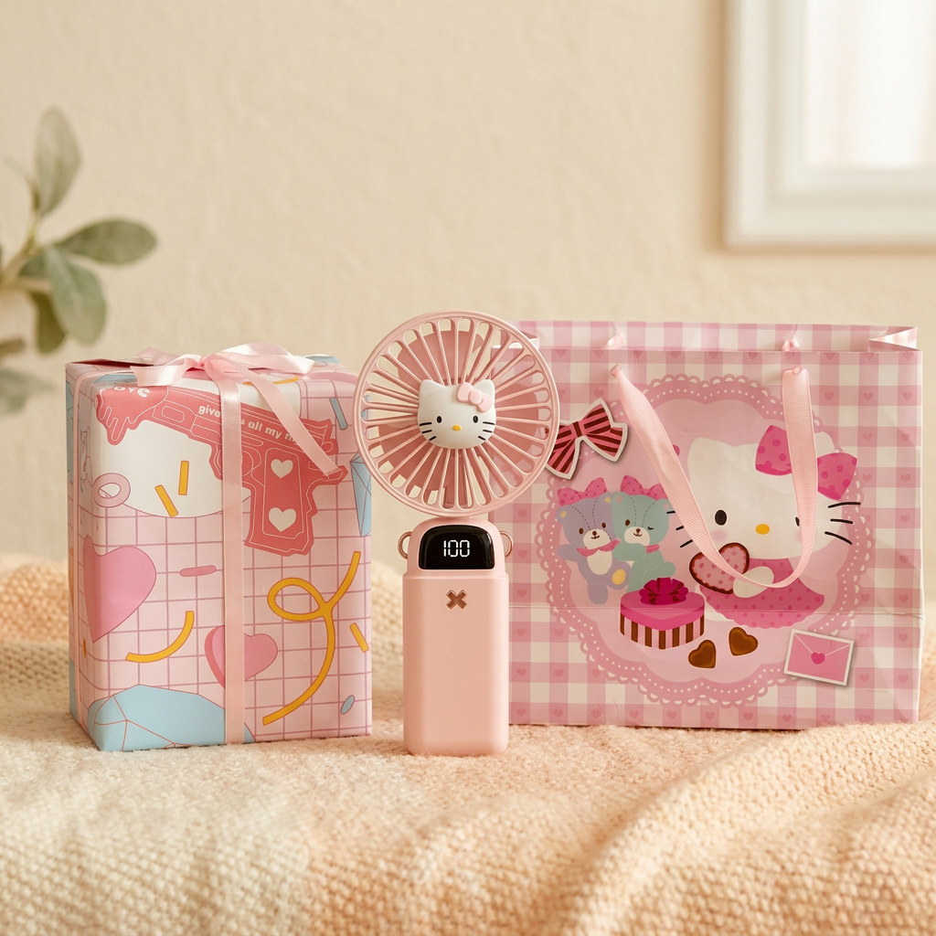New Sanrio Cartoon Handheld Digital Display Fan Student Outdoor Portable USB Charging Desktop Aromatherapy Small Fan