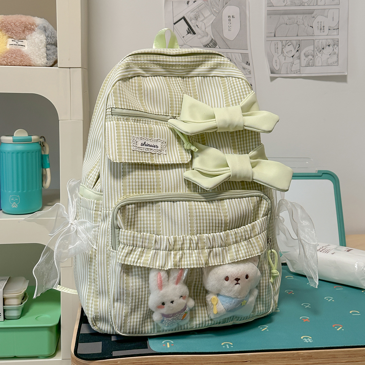 Bow Backpack for Women New Campus Sweet Girl Commuter Backpack Large Capacity Double Shoulder Bag