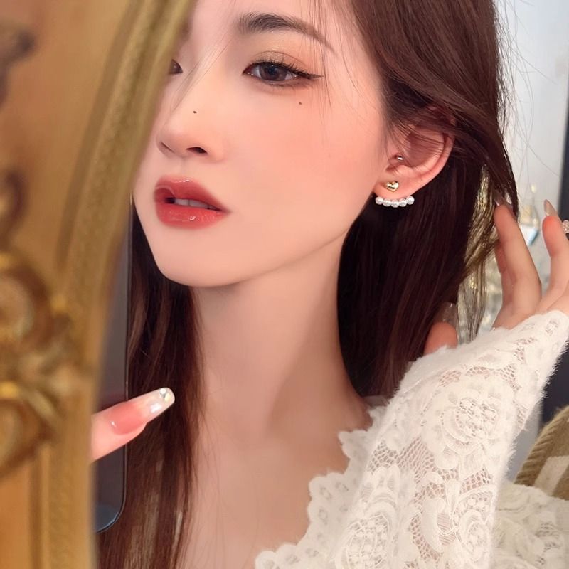 51#爱心珍珠耳钉
