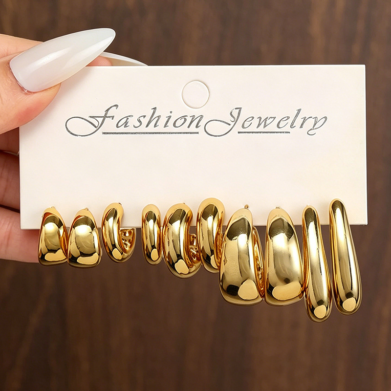 EZ5959 INS Style Simple Earrings Metal Earrings Women's Accessories Set