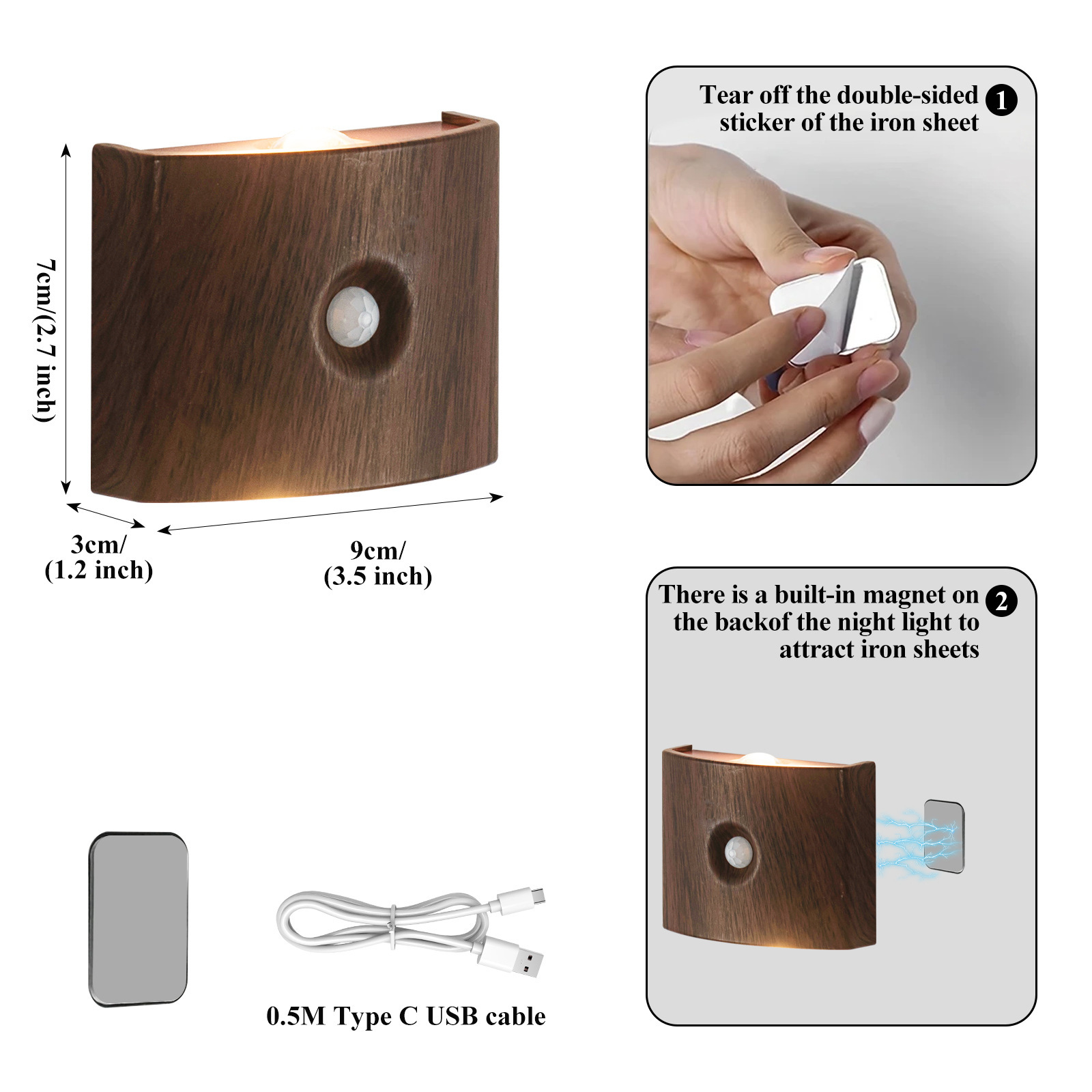 Bedroom Bedside Atmosphere Wall Light Charging LED Magnetic No Drilling No Wiring Human Body Induction Light
