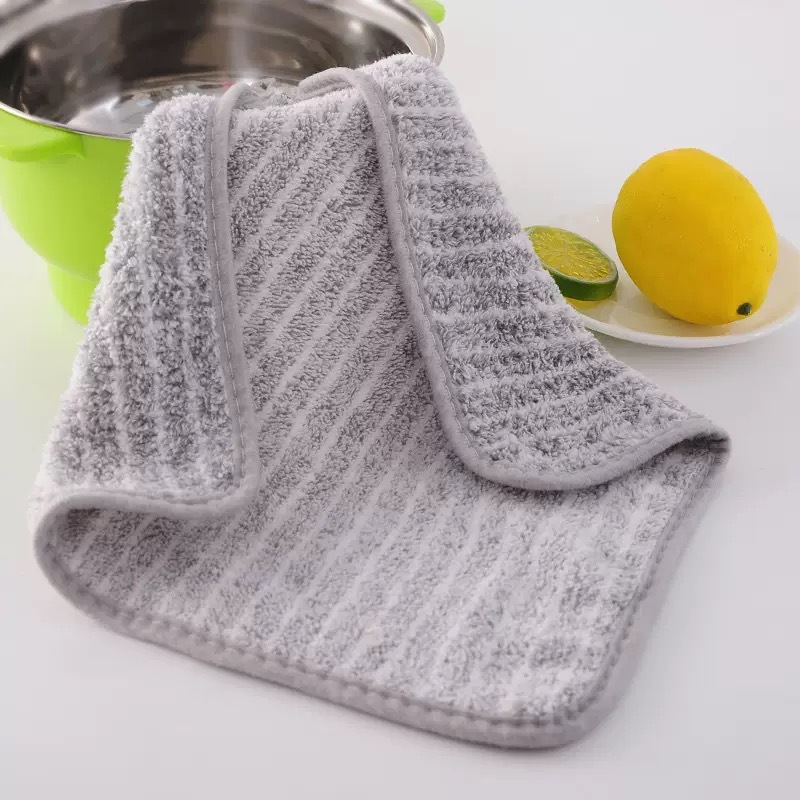 Thickened striped bamboo charcoal kitchen dishcloth, oil-absorbing, easy to wash, water-absorbing, thickened towel, household pure cotton, lint-free