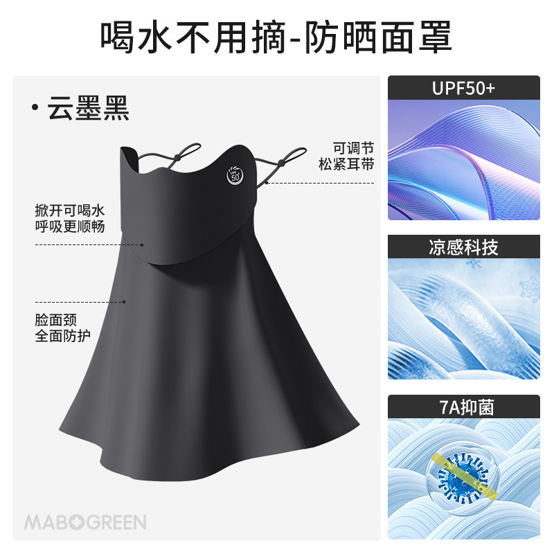 Drinkable Sun Protection Face Mask for Women UV Protection Facekini 6 New Neck Integrated Ice Silk Mask