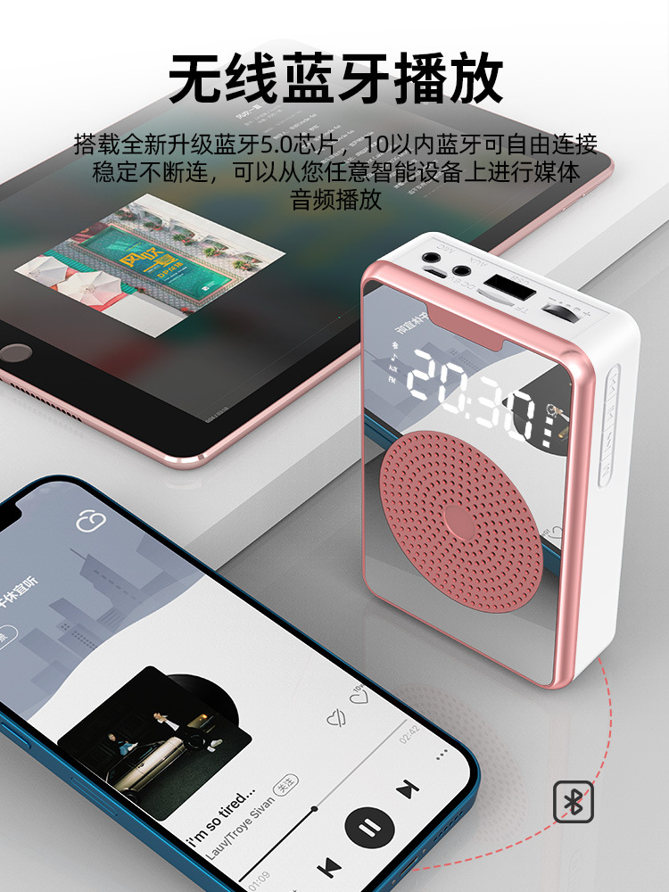 New Portable Wireless Bluetooth Microphone Teaching Bee Amplifier Outdoor Sales Tour Guide Speaker Loudspeaker