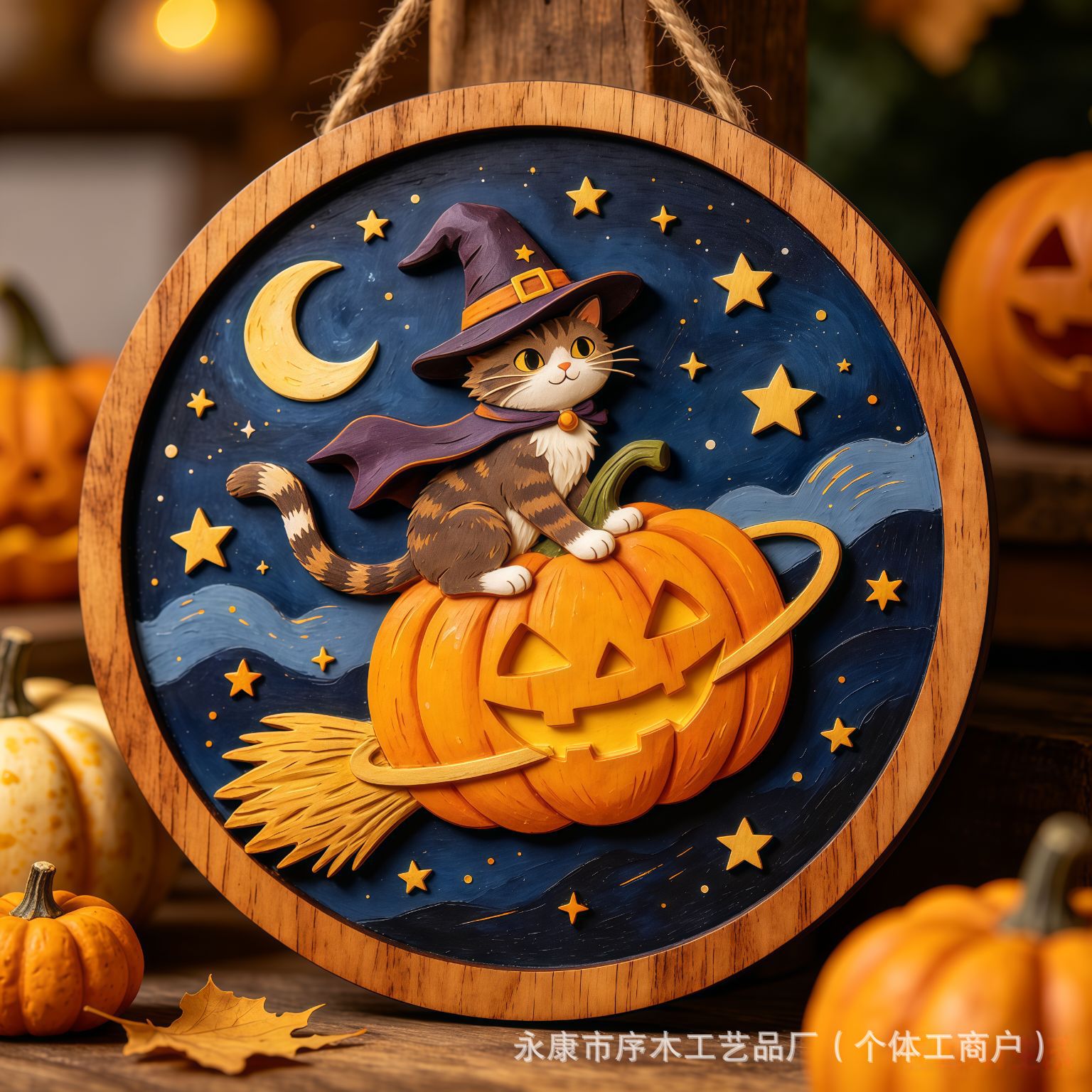 20*20*0.5 · 万圣节搞怪猫咪木质挂牌12