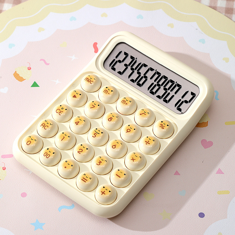 Soft bunny theme calculator 12-digit small cute smiley face computer student financial special computer