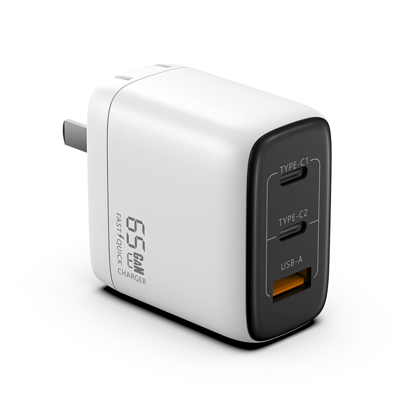 PD65W Three-Port GaN Charging Head Multi-Port Fast Charger Adapter for Apple Phone and Computer Charger