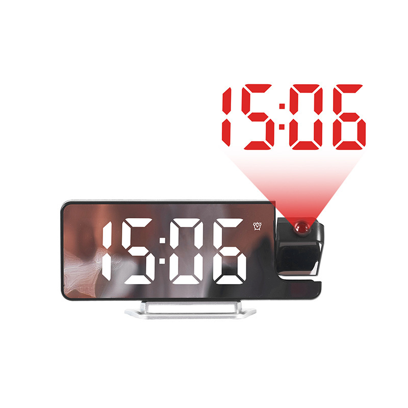 LED Large Screen Mirror Projection Alarm Clock Display Temperature Sensing Electronic Clock 673