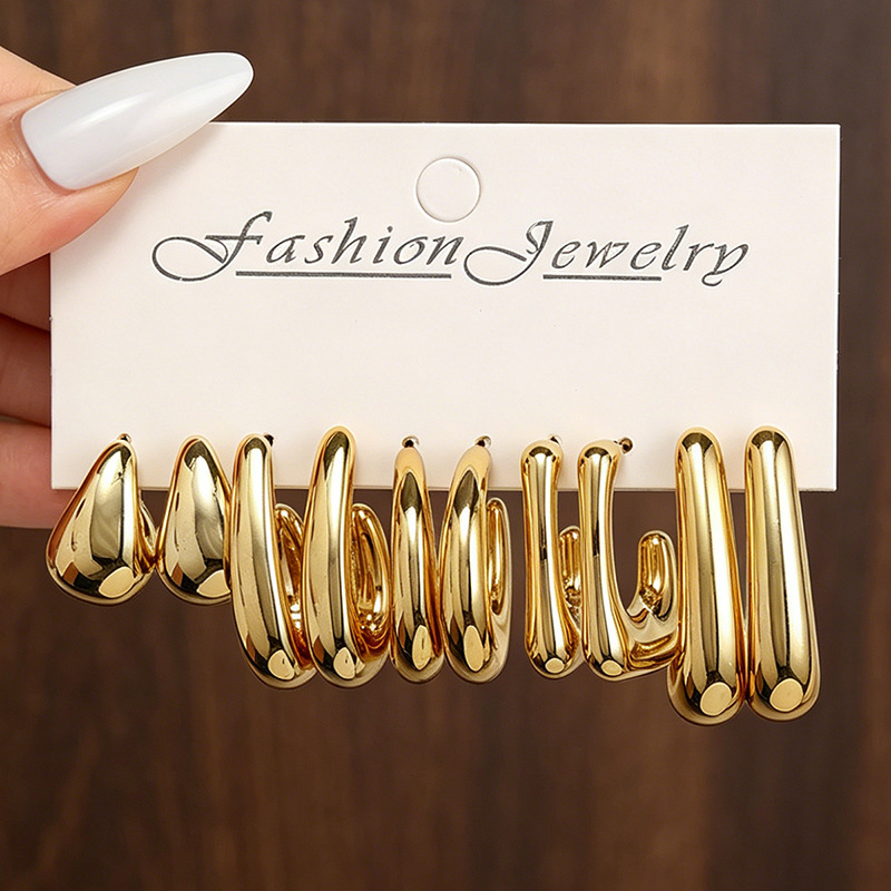 EZ5959 INS Style Simple Earrings Metal Earrings Women's Accessories Set