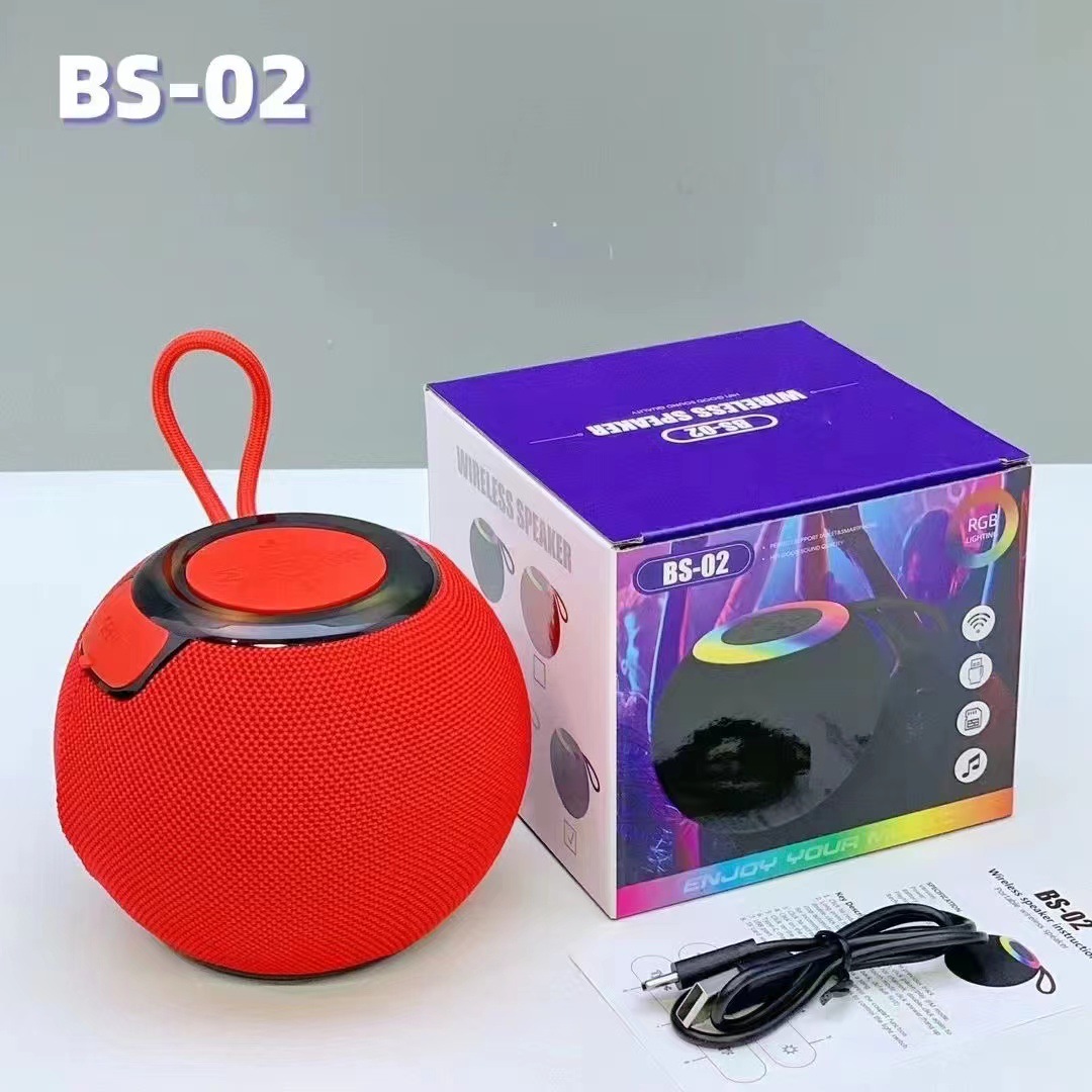 BS02 Bluetooth Small Speaker Portable Outdoor Colorful Light Card Speaker Wireless Handheld Subwoofer Speaker
