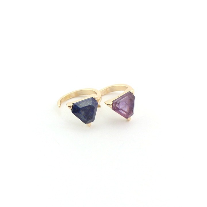 Design Development Accessories Natural Amethyst, Lapis Lazuli Inlaid Exquisite Open Ring