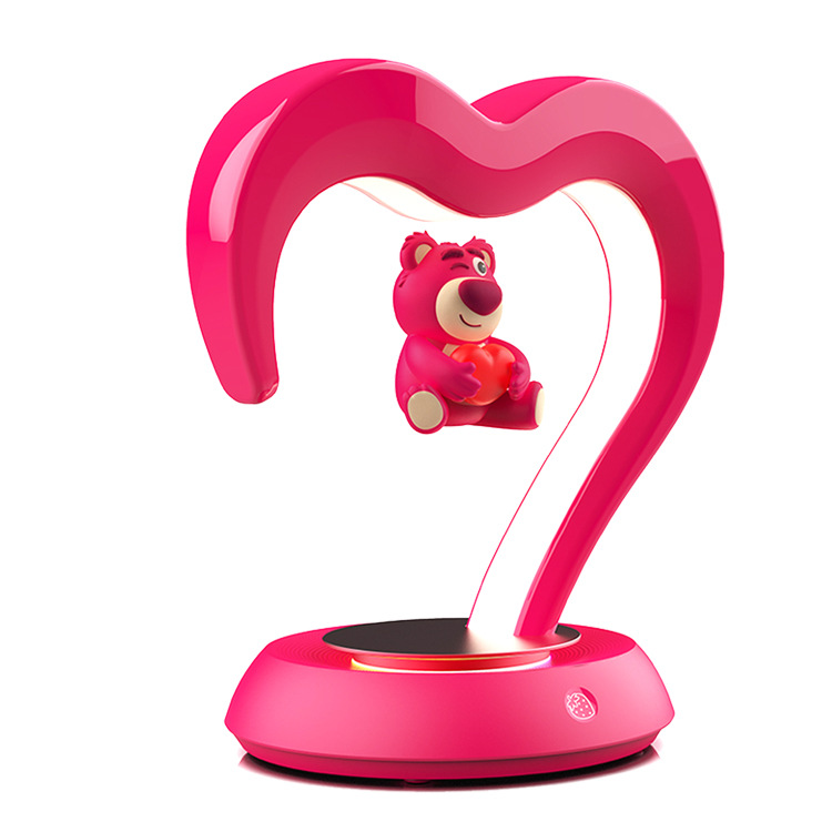 Disney Strawberry Bear Magnetic Levitation Night Light Bluetooth Speaker Bedside Atmosphere Lamp Decoration Gift for Men and Women