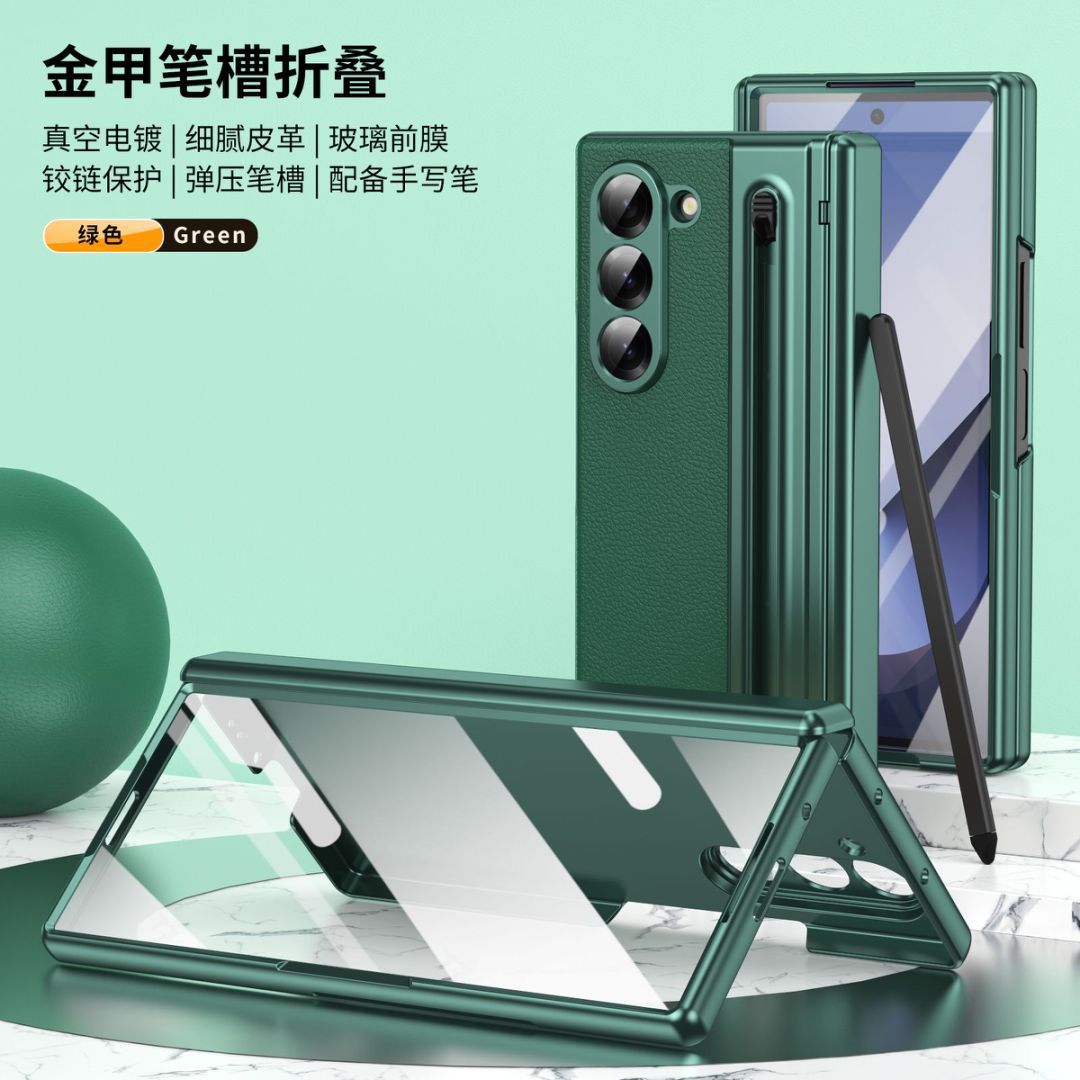 For Samsung Z Fold8 Ultra Phone Case Spring Pen Slot With Stylus Case Film Electroplated Leather Protection